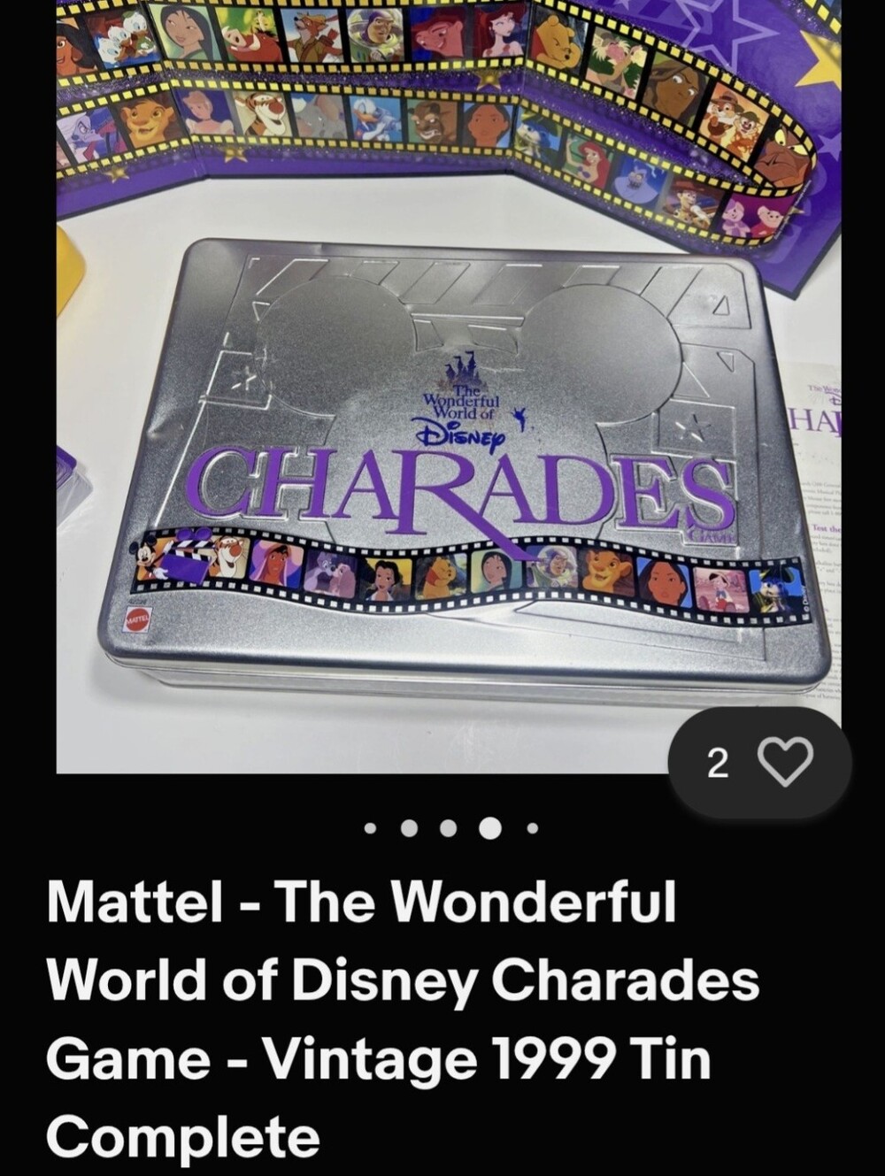 Vintage 1999 Tin Game - Mattel Disney Charades Fun Interactive Pop Card Holder